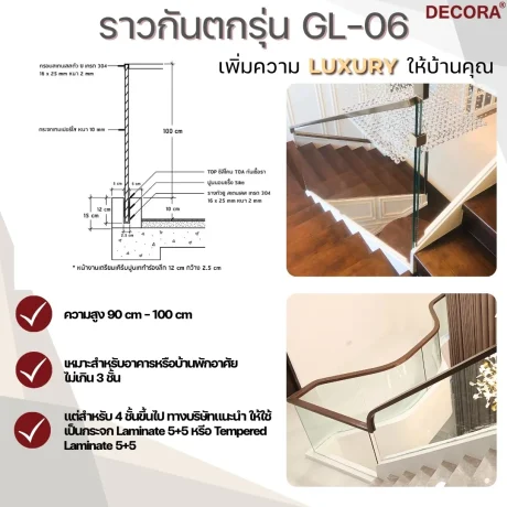 รายละเอียดราวกันตกกระจกฝังปูน